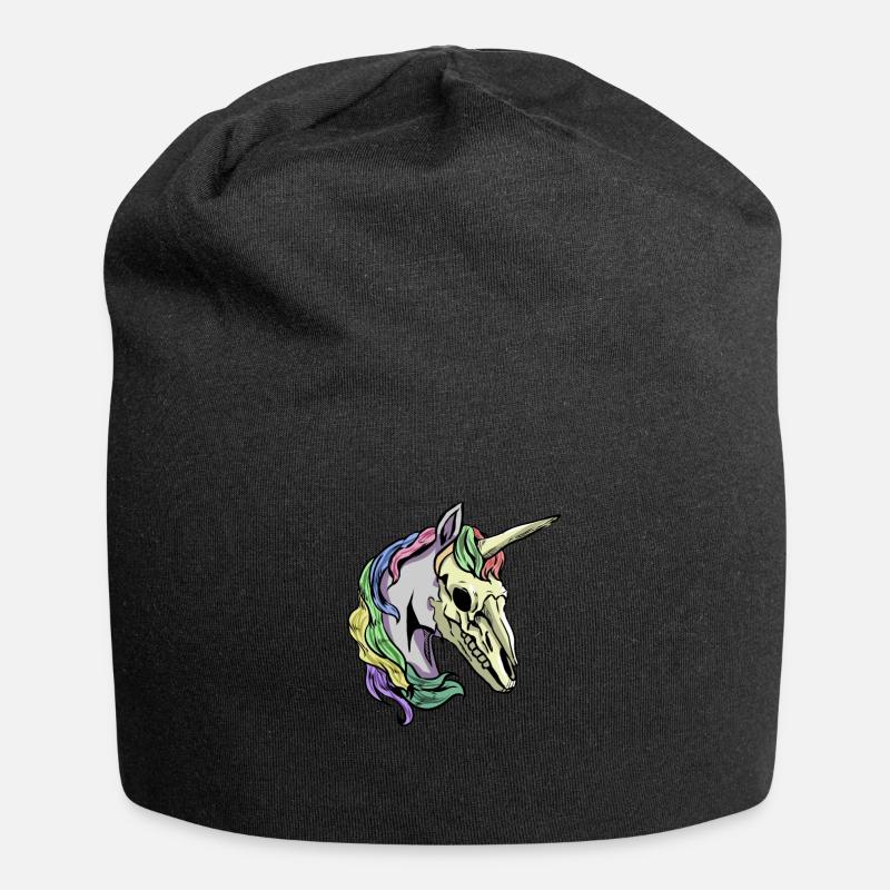 squelette de crâne de licorne effrayant cool - Bonnet en jersey - noir