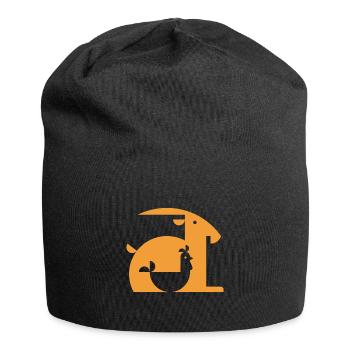 Ziege oder Hahn Illusion Optik Täuschung Geschenk - Jersey-Beanie - Schwarz - Vorne