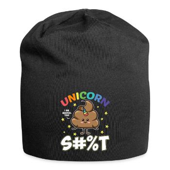 Lustiger Einhorn Haufen Kacke Scheisse Geschenk - Jersey-Beanie - Schwarz - Vorne