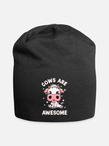 Kuh Baby Kälbchen Kühe Niedlich Kawaii Comic - Jersey-Beanie - Schwarz