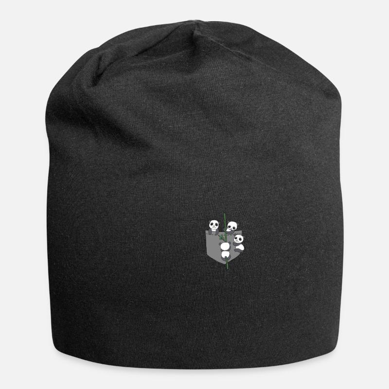 Panda in Brusttasche - Jersey-Beanie - Schwarz