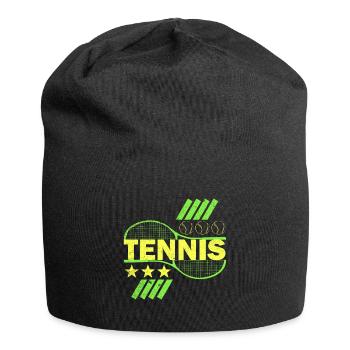 Tennis Farbmotiv Tennisschläger Geschenkidee - Jersey-Beanie - Schwarz - Vorne