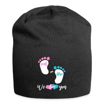 Babyparty Mädchen oder Junge - Jersey-Beanie - Schwarz - Vorne