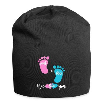 Babyparty Mädchen oder Junge - Jersey-Beanie - Schwarz - Vorne