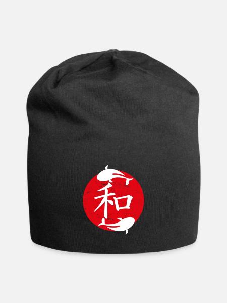 Peace Japanese art - Jersey Beanie - black