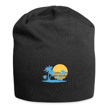 Palm Tree Island 80`s retro summer palm island - Jersey Beanie - black - Front