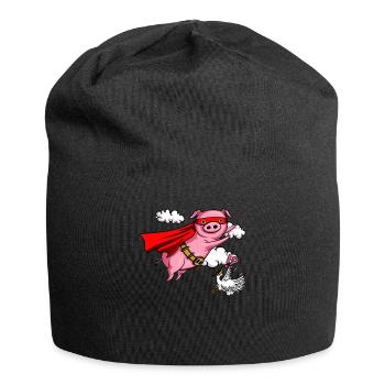 Fliegen-Schwein-lustiges Vieh - Jersey-Beanie - Schwarz - Vorne