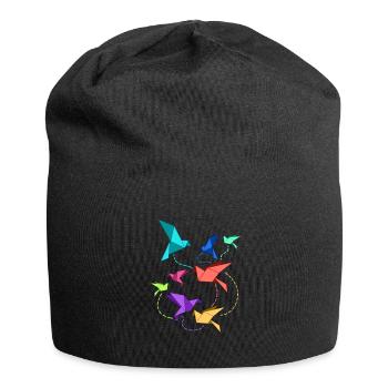 Origami Papier Kranich Faltkunst Falten Vögel - Jersey-Beanie - Schwarz - Vorne