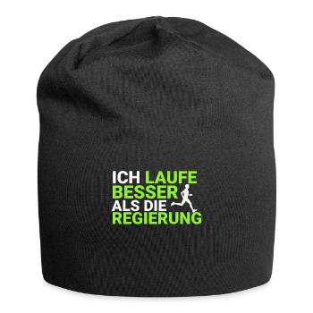 Joggen Laufen Läufer Marathon Spruch Meme Geschenk - Jersey-Beanie - Schwarz - Vorne