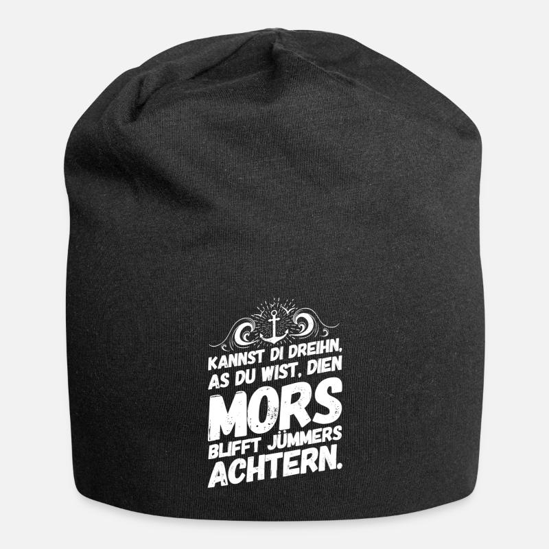 Plattdeutsch Spruch Sprüche Plattdeutsch Achtern - Jersey-Beanie - Schwarz