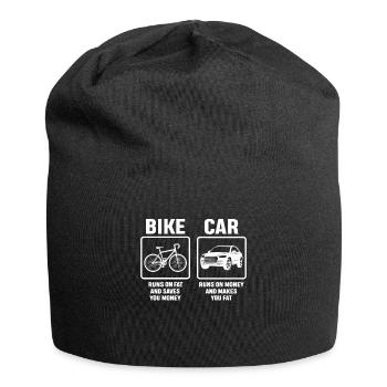 Der Unterschied zwischen Fahrrad und Auto - Jersey-Beanie - Schwarz - Vorne