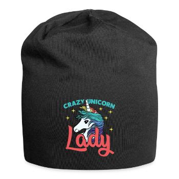 beautiful unicorn lady with stars - Jersey Beanie - black - Front