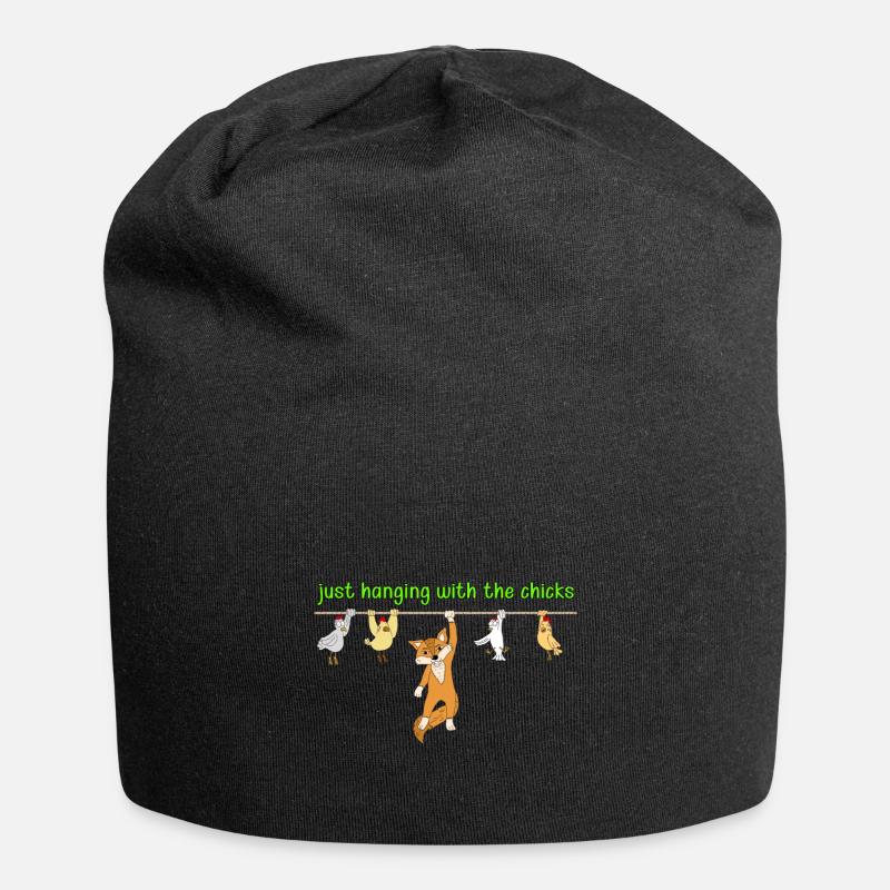 Fuchs Huhn Witzig Geschenk Shirt - Jersey-Beanie - Schwarz