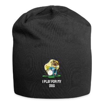 Drummer Pug Dog Percussion Drum Kit Musician - Jersey Beanie - black - Front