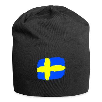 Schwedische Flagge Schweden Geschenkidee - Jersey-Beanie - Schwarz - Vorne