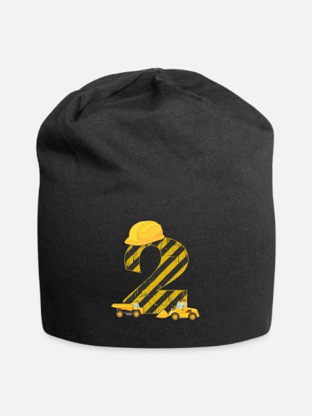 2. Geburtstag Bagger 2 Jahre Bauarbeiter Geschenk - Jersey-Beanie - Schwarz