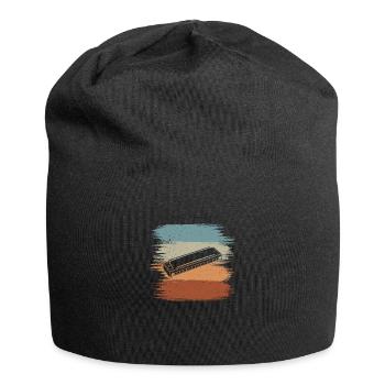 Harmonica Instrument Blues Musician Mouth Organ - Jersey Beanie - black - Front