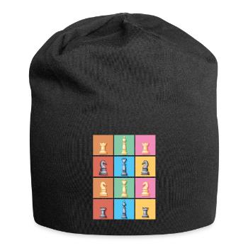 Schach Schachfigur - Jersey-Beanie - Schwarz - Vorne