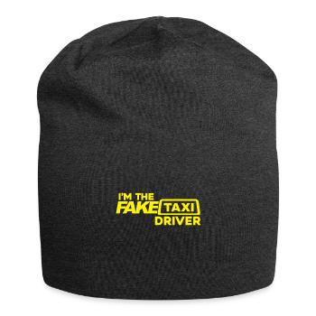 funny fake taxi gift - Jersey Beanie - charcoal grey - Front