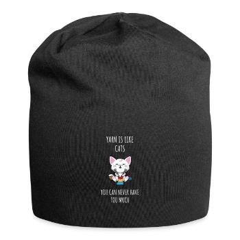 Knitting Cat Yarn Crochet Kitten Knitter Sewer - Jersey-Beanie - Schwarz - Vorne