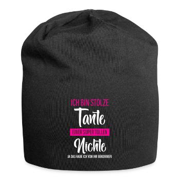 Stolze Tante - Nichte - Jersey-Beanie - Schwarz - Vorne