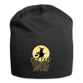 Hexe Zauberei Hexerei Halloween Besen - Jersey-Beanie - Schwarz - Vorne