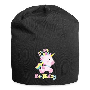 C'est mon 4ème anniversaire bébé cadeau de licorne - Bonnet en jersey - noir - Devant