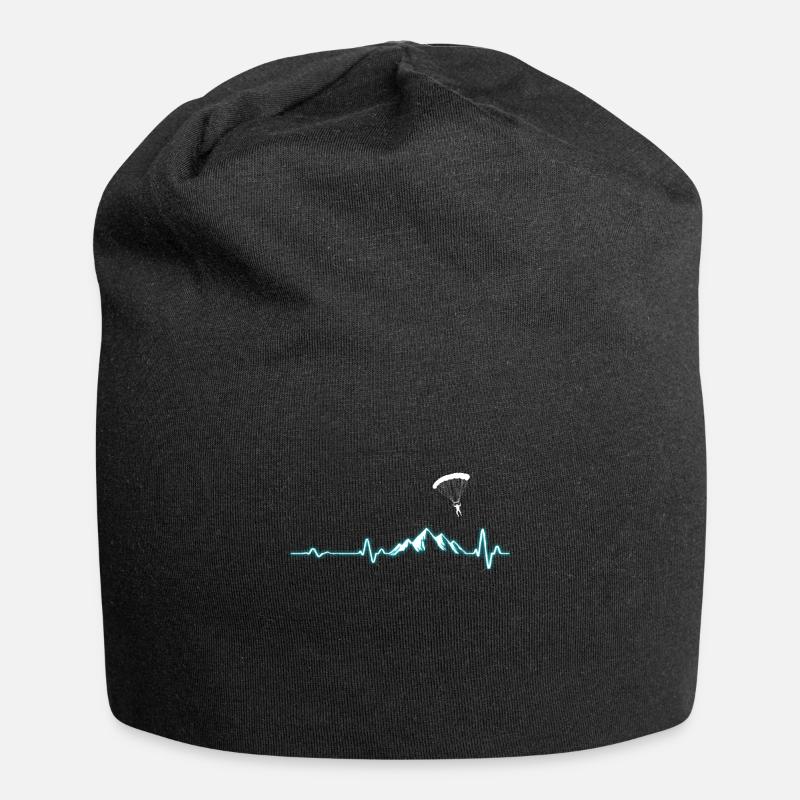 Fallschirm Herzschlag Geschenk - Jersey-Beanie - Schwarz