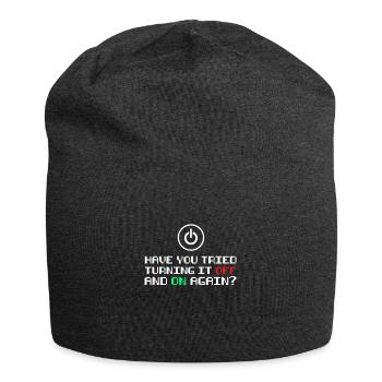 Turn it on and off gift - Jersey Beanie - charcoal grey - Front