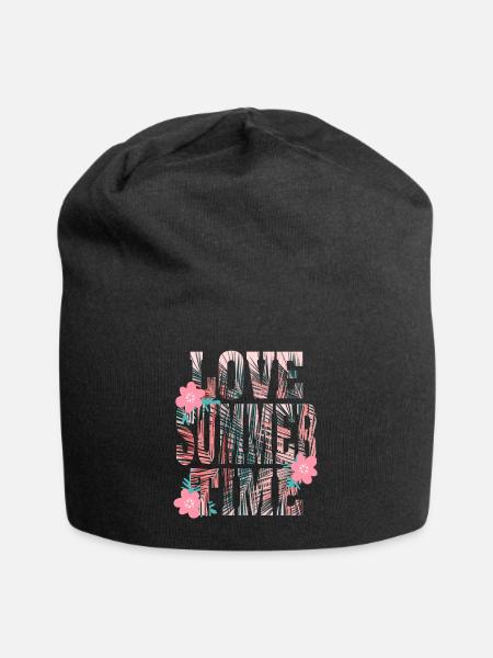 Love Summer Time Palmen Sommer Geschenk - Jersey-Beanie - Schwarz