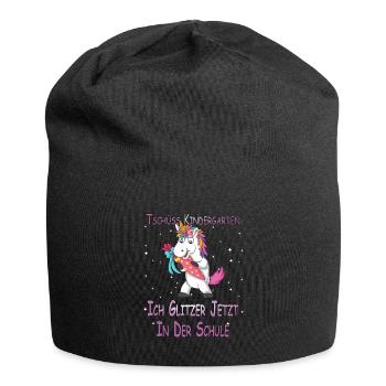 Einhorn Glitzer in der Schule Schulkind Geschenk - Jersey-Beanie - Schwarz - Vorne
