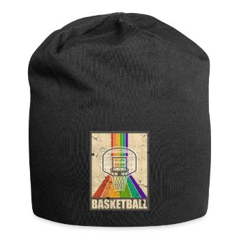 Basketball Retro Basketballkorb Regenbogen - Jersey-Beanie - Schwarz - Vorne