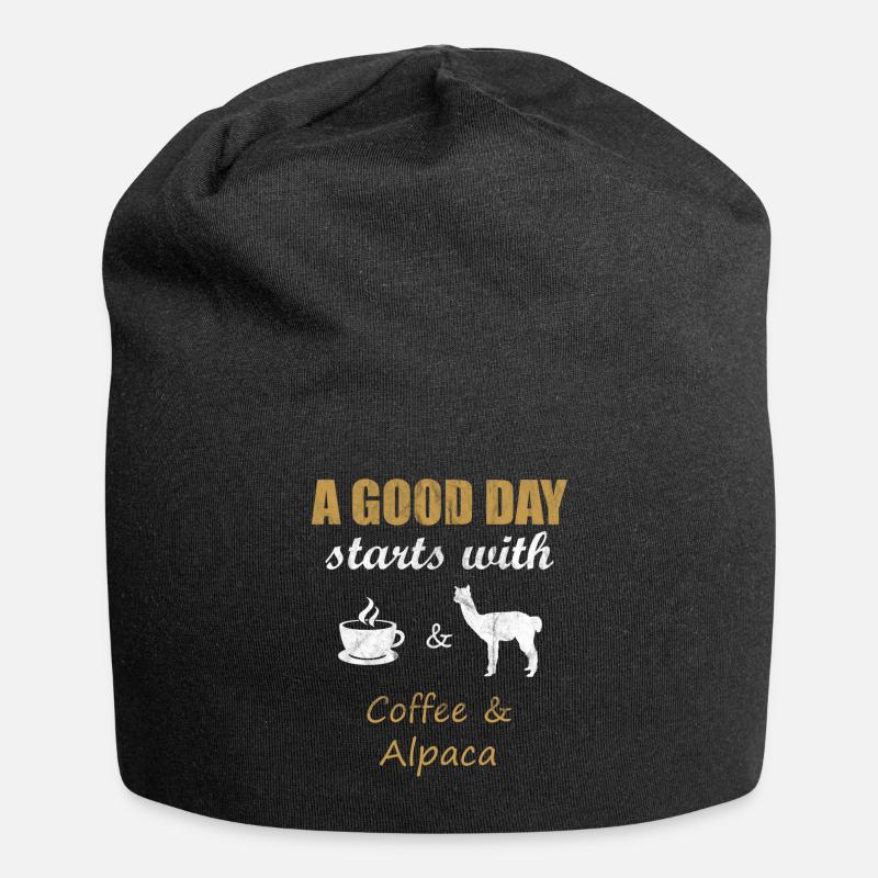 A Good Day Starts with Coffee and Alpaca! Geschenk - Jersey-Beanie - Schwarz
