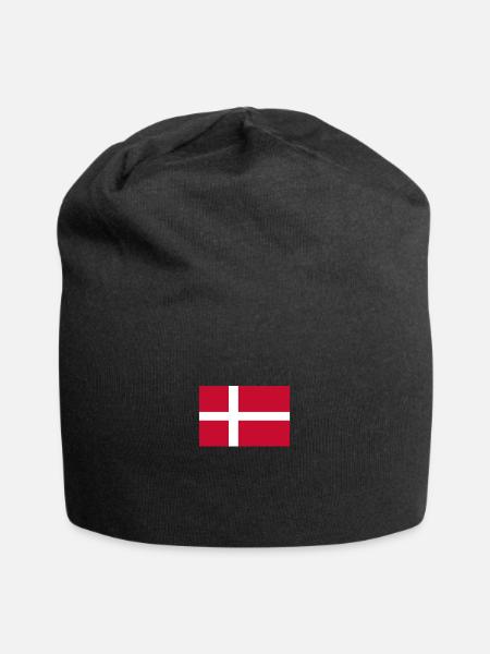 Dänemark - Jersey-Beanie - Schwarz