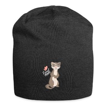 Furet maman animal doux amant polecat - Bonnet en jersey - charbon - Devant