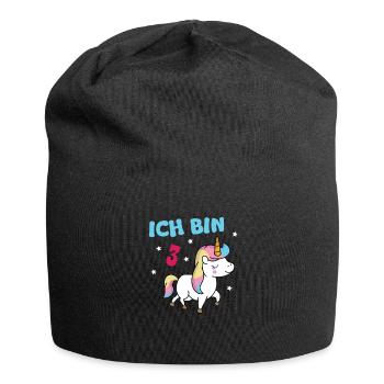 Unicorn girl 3 years third birthday - Jersey Beanie - black - Front