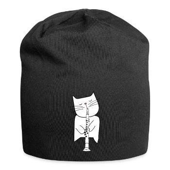 Lustige coole Jazz-Katzen-tragende Sonnenbrille Oboe - Jersey-Beanie - Schwarz - Vorne