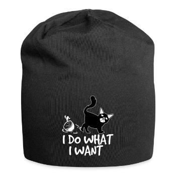 I Do What I Want Cat graphic, Cat Tee, Kitty print - Jersey Beanie - black - Front