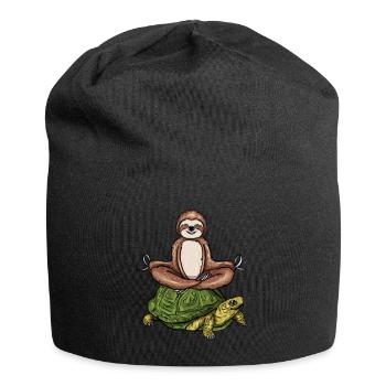 Sloth Riding Turtle Meditation Slow Down - Bonnet en jersey - noir - Devant