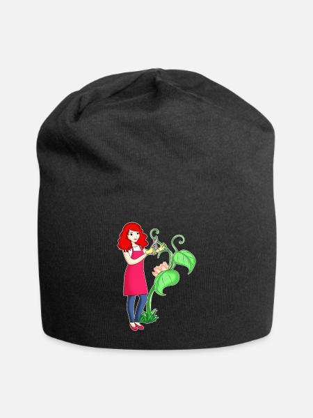 Floristin - Jersey-Beanie - Schwarz