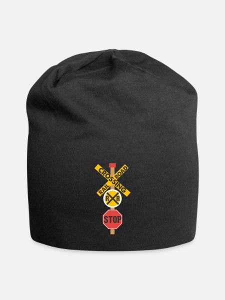 Chemin de fer Dessus panneau routier - Bonnet en jersey - noir