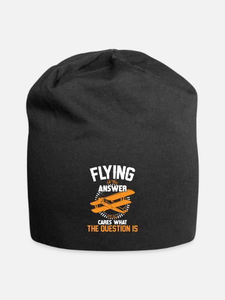 Fliegen Ist Die Antwort Flieger Flugzeug Geschenk - Jersey-Beanie - Schwarz