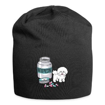 Bichon Frise Are Antidepressants Funny Dog print - Jersey Beanie - black - Front