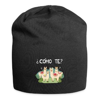 Lustiges spanisches T-Stück, Como Te Llama, Lama-Druck - Jersey-Beanie - Schwarz - Vorne
