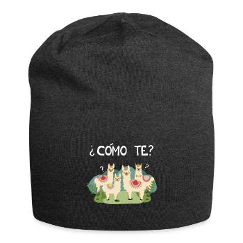 Funny Spanish Tee, Como Te Llama, Llama print - Jersey Beanie - charcoal grey - Front