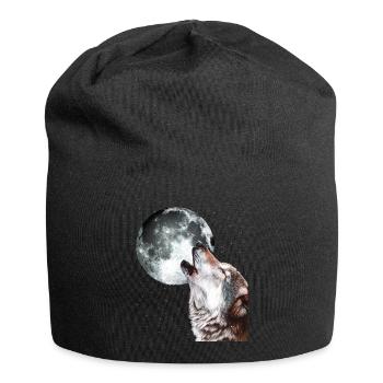 Hurlement loup à la pleine lune hommes - Bonnet en jersey - noir - Devant