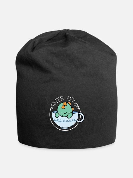 Tea Rex tea tea drinker - Jersey Beanie - black
