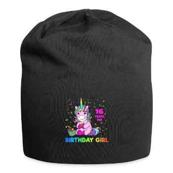Cadeau de fille de seize ans douce de licorne - Bonnet en jersey - noir - Devant
