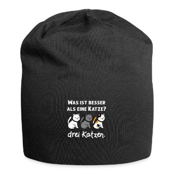 Three Funny Cats Gift for Cat Owners - Jersey Beanie - black - Front