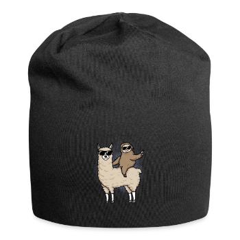llama and sloth gift - Jersey Beanie - black - Front